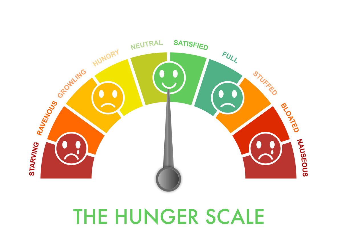 Hungerfullness scale 0 to 10 for intuitive and mindful eating and diet